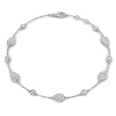 18K Yellow Gold Natural Diamond Pear Shape Station Bracelet – Pave Set Chain Bracelet with Lobster Clasp