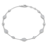 18K Yellow Gold Natural Diamond Pear Shape Station Bracelet – Pave Set Chain Bracelet with Lobster Clasp