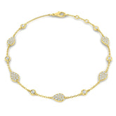 Clover Diamant-Kettenarmband mit Lünetten- und Pavé-Fassung aus Naturdiamanten in Platin