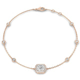 Clover Diamant-Kettenarmband mit Lünetten- und Pavé-Fassung aus Naturdiamanten in Platin