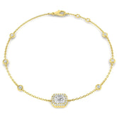 Clover Diamant-Kettenarmband mit Lünetten- und Pavé-Fassung aus Naturdiamanten in Platin