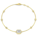 Clover Diamant-Kettenarmband mit Lünetten- und Pavé-Fassung aus Naturdiamanten in Platin