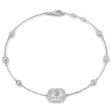 Clover Diamant-Kettenarmband mit Lünetten- und Pavé-Fassung aus Naturdiamanten in Platin