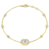 Clover Diamant-Kettenarmband mit Lünetten- und Pavé-Fassung aus Naturdiamanten in Platin