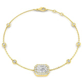 Clover Diamant-Kettenarmband mit Lünetten- und Pavé-Fassung aus Naturdiamanten in Platin