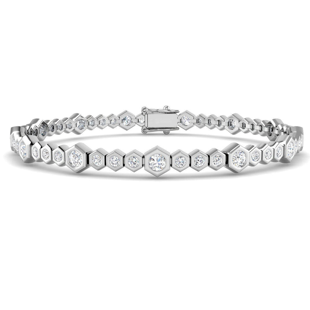 9K White Gold Bracelet, Round Diamond Bracelet, Luxury Diamond Bracelet, Fine Jewelry Bracelet