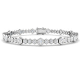 9K White Gold Bracelet, Round Diamond Bracelet, Luxury Diamond Bracelet, Fine Jewelry Bracelet