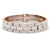 Art Deco–Style Baguette & Round Cut Lab Grown Diamond Bracelet in 18K White Gold
