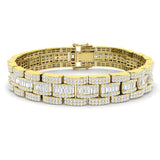Art Deco–Style Baguette & Round Cut Lab Grown Diamond Bracelet in 18K White Gold