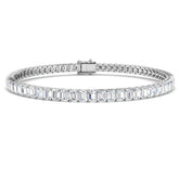 Emerald Diamond Bracelet, 18K Yellow Gold Bracelet, Diamond Link Bracelet