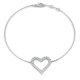 Diamond Heart Bracelet, Pave Diamond Jewelry, Romantic Gift For Her