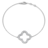 Natural Diamond Bracelet, Clover Diamond Bracelet, 9K White Gold Bracelet