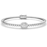 Lab or Natural Prong Set Baguette & Round Diamond Bracelet in 18K White Gold