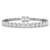 Natural Diamond Platinum Bracelet, Luxury Halo Tennis Bracelet, Secure Box Clasp Diamond Bracelet