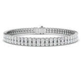Natural Diamond Bracelet, Diamond Tennis Bracelet, Two Row Diamond Bracelet, 18K White Gold Bracelet