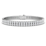 Natural Diamond Bracelet, Diamond Tennis Bracelet, Two Row Diamond Bracelet, 18K White Gold Bracelet