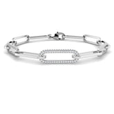 Lab Diamond Paperclip Chain Bracelet with Lobster Clasp
