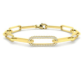 18K Yellow Gold Lab Grown Diamond Paperclip Link Bracelet