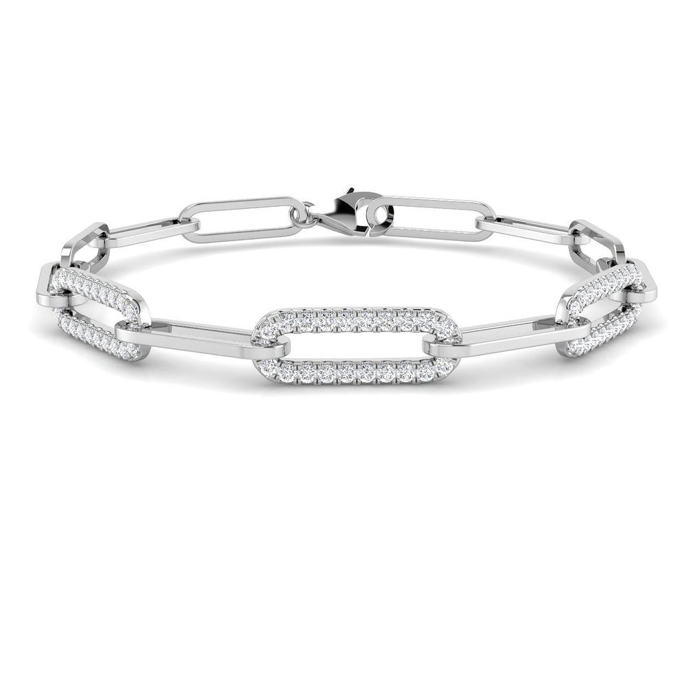 9K White Gold Natural Pavé Diamond Link Bracelet