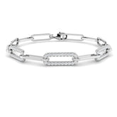 9K White Gold Natural Pavé Diamond Link Bracelet