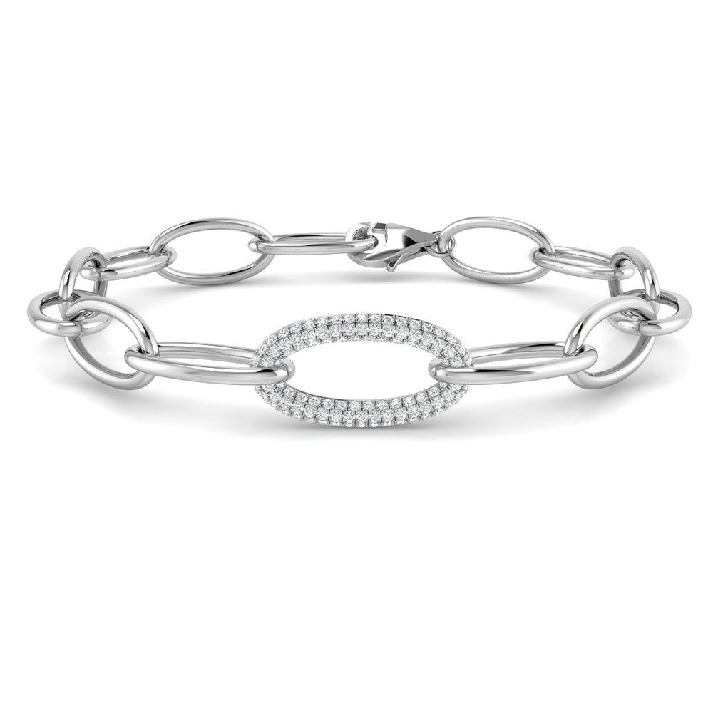 Solid Gold Lab Grown Diamond Oval Link Bracelet