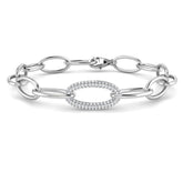 Solid Gold Lab Grown Diamond Oval Link Bracelet