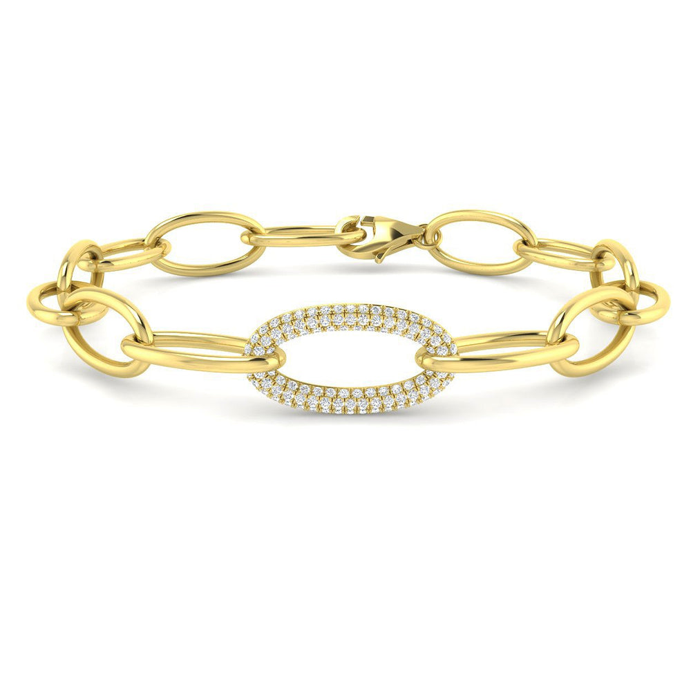 Pave Set Round Lab Diamond Chain Bracelet