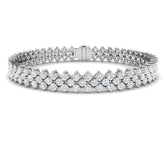 Lab Grown Diamond Bracelet, Platinum Diamond Bracelet, Three Row Tennis Bracelet, Diamond Tennis Bracelet