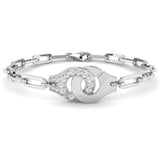 Clover Diamant-Kettenarmband mit Lünetten- und Pavé-Fassung aus Naturdiamanten in Platin
