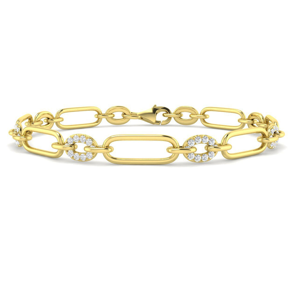 Pave Oval Accent Diamond Chain Bracelet