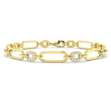 Pave Oval Accent Diamond Chain Bracelet