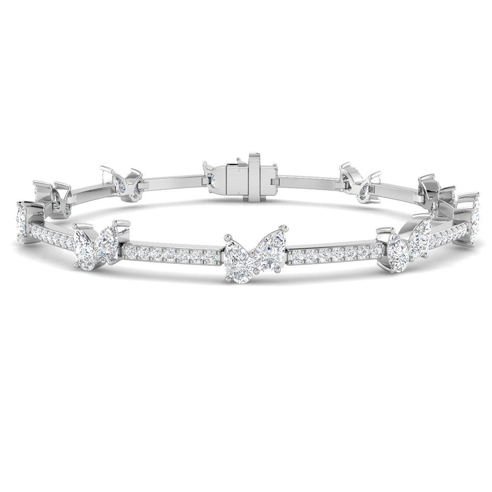Lab Grown Diamond Bracelet, Pear And Round Diamond Bracelet, Diamond Tennis Bracelet, 18K White Gold Bracelet