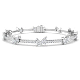 Lab Grown Diamond Bracelet, Pear And Round Diamond Bracelet, Diamond Tennis Bracelet, 18K White Gold Bracelet