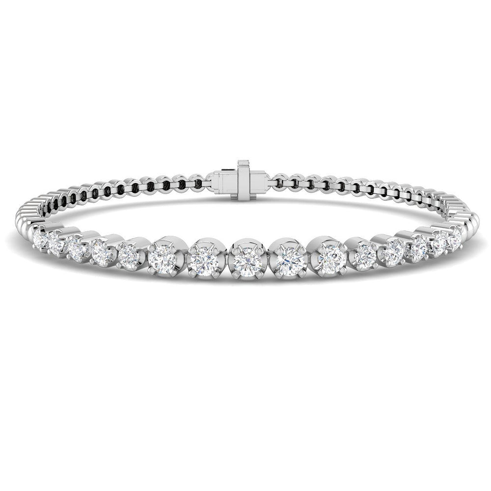 Natural Diamond Bracelet, Diamond Tennis Bracelet, Round Diamond Bracelet, 9K White Gold Bracelet