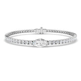 Lab Grown Diamond Bracelet, Marquise Diamond Bracelet, Diamond Tennis Bracelet, 9K White Gold Bracelet
