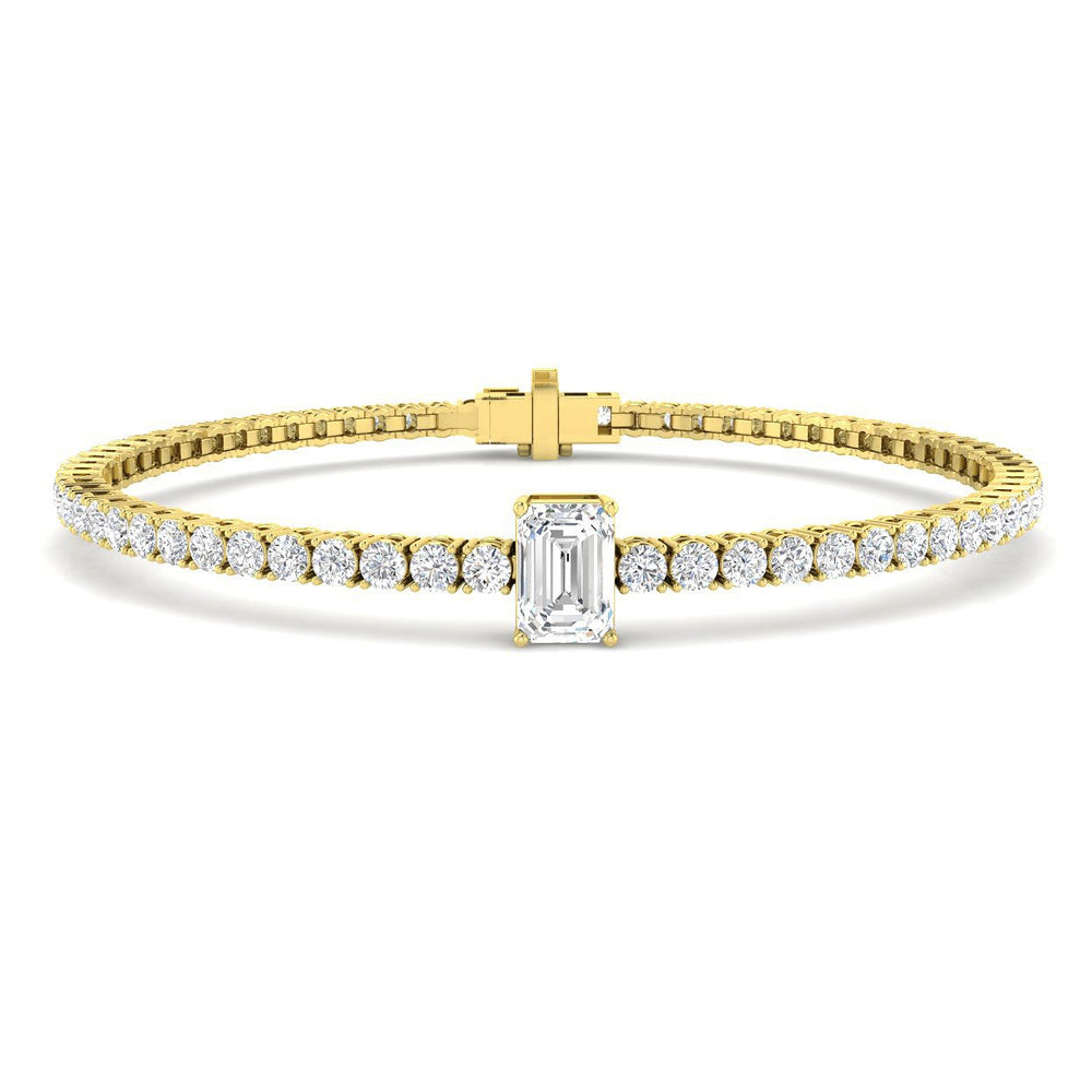 Lab Grown Diamond Bracelet, Platinum Diamond Bracelet, Emerald Cut Diamond Bracelet