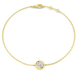 Natural Diamond Bracelet, Solitaire Diamond Bracelet, Bezel Set Diamond, 9K Yellow Gold Bracelet