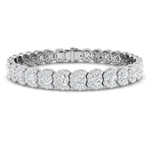 12.70Ct Lab Created Fancy Halo Diamond Tennis Bracelet in 9K Yellow Gold - Prong Pave Set