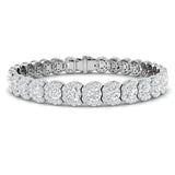 12.70Ct Lab Created Fancy Halo Diamond Tennis Bracelet in 9K Yellow Gold - Prong Pave Set