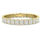 12.70Ct Lab Created Fancy Halo Diamond Tennis Bracelet in 9K Yellow Gold - Prong Pave Set