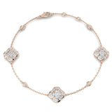 1.20Ct Clover Style Lab Grown or Natural Diamond Chain Bracelet in Platinum | Pave & Bezel Set