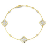 1.20Ct Clover Style Lab Grown or Natural Diamond Chain Bracelet in Platinum | Pave & Bezel Set