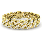 9K/18K White Gold Natural Diamond Curb Bracelet
