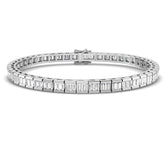 Elegant 9K White Gold Lab Grown Baguette Diamond Tennis Bracelet | Channel Set