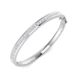 Natural Diamond Bangle, Platinum Diamond Bangle, Princess Cut Diamond Bangle, Half Eternity Diamond Bangle