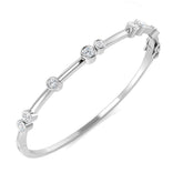 Natural Diamond Bangle, White Gold Diamond Bangle, Round Cut Diamond Bangle, Bezel Set Diamond Bangle