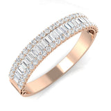 Platinum Lab Grown Diamond Bangle with Baguette and Round Cut Channel Pave Setting