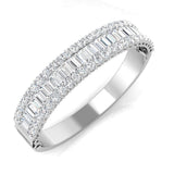 Platinum Lab Grown Diamond Bangle with Baguette and Round Cut Channel Pave Setting