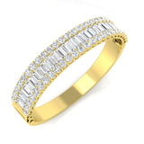 Platinum Lab Grown Diamond Bangle with Baguette and Round Cut Channel Pave Setting