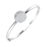 9K Yellow Gold Lab Grown Round Cut Cluster Diamond Bangle with Hinged Box Lock